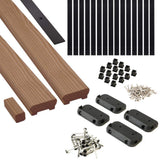 ProWood 6 ft. Walnut-Tone Southern Yellow Pine Moulded Rail Kit with Aluminum Square Balusters