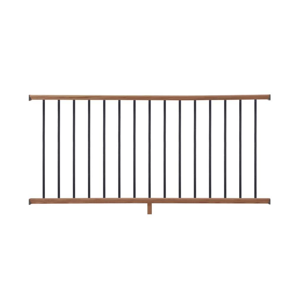 ProWood 6 ft. Walnut-Tone Southern Yellow Pine Moulded Rail Kit with Aluminum Square Balusters