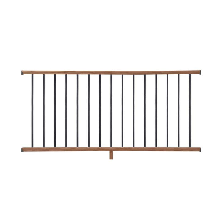 ProWood 6 ft. Walnut-Tone Southern Yellow Pine Moulded Rail Kit with Aluminum Square Balusters