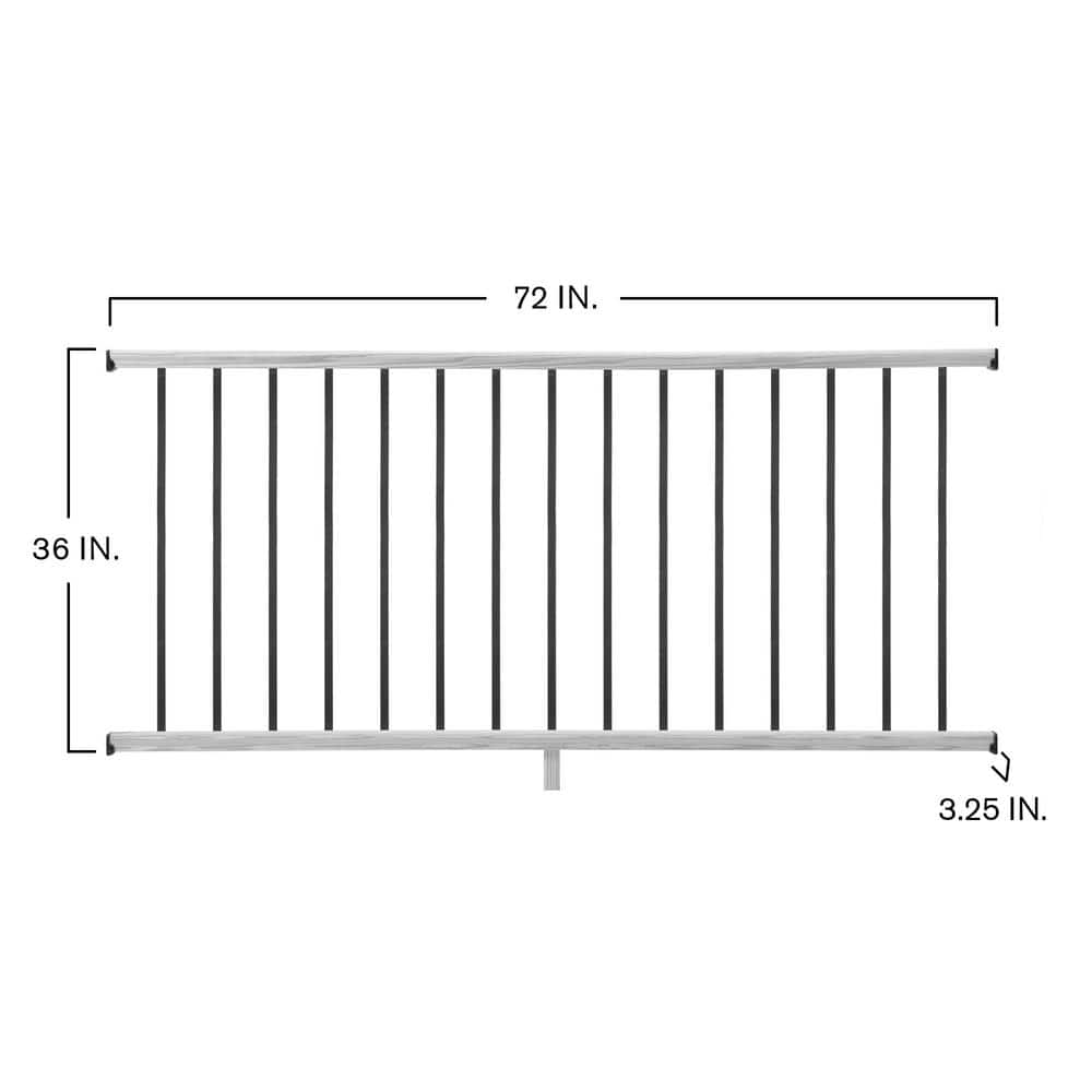 ProWood 6 ft. Walnut-Tone Southern Yellow Pine Moulded Rail Kit with Aluminum Square Balusters