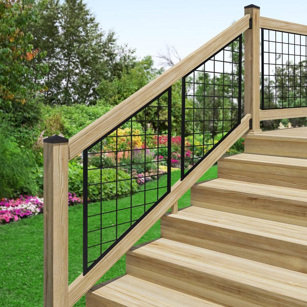 ProWood 21 in. H x 40 in. W Black Powder-Coated Hog Wire Metal Stair Panels Stair Railing Kit