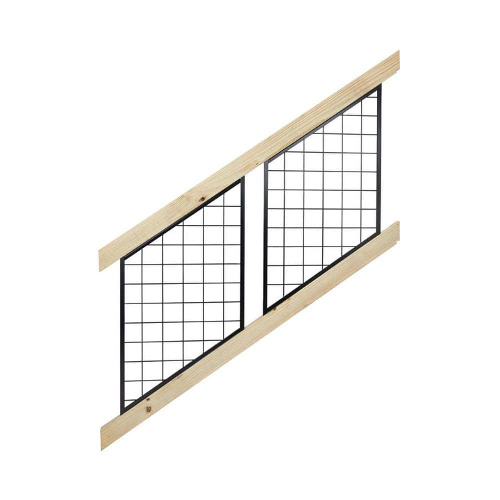 ProWood 28 in. H x 72 in. W Pressure-Treated Wood Black Powder-Coated Hog Wire Metal Pine Stair Railing Kit