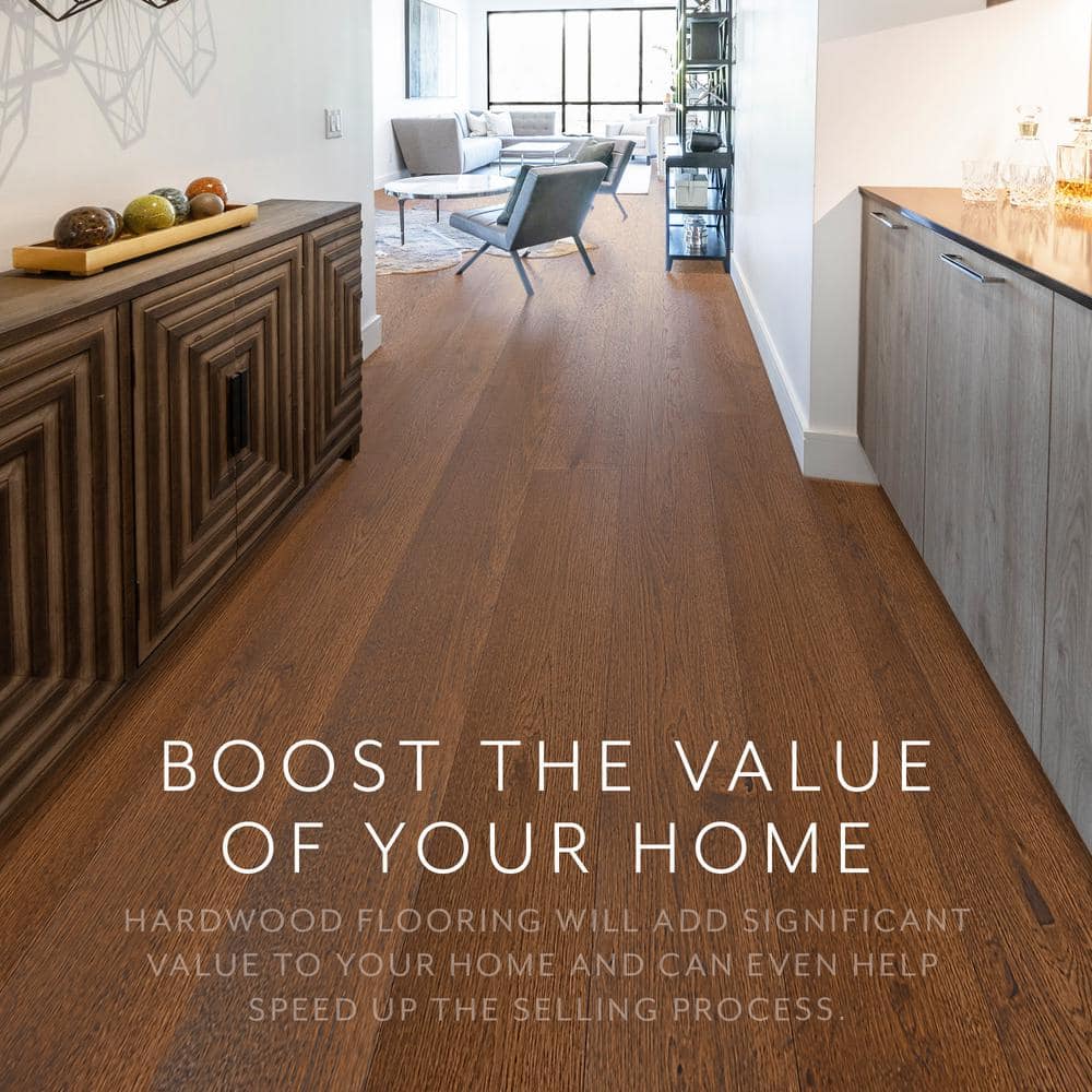 ASPEN FLOORING Pueblo White Oak 9/16 in. T x 8.66 in. W Tongue and Groove Wire Brushed Engineered Hardwood Flooring (31.25 sqft/case)