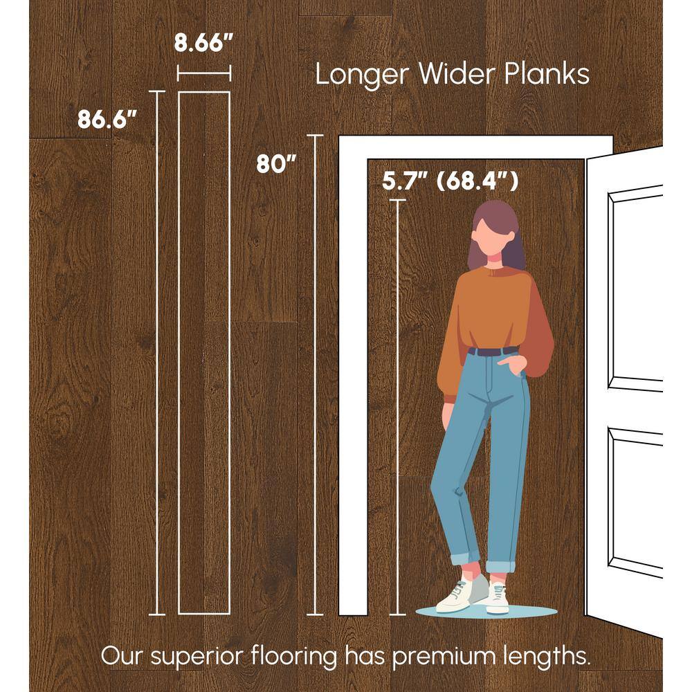 ASPEN FLOORING Pueblo White Oak 9/16 in. T x 8.66 in. W Tongue and Groove Wire Brushed Engineered Hardwood Flooring (31.25 sqft/case)