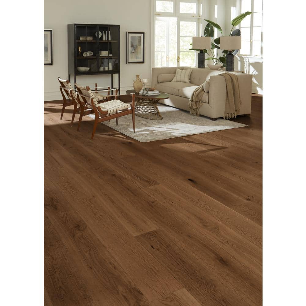 ASPEN FLOORING Pueblo White Oak 9/16 in. T x 8.66 in. W Tongue and Groove Wire Brushed Engineered Hardwood Flooring (31.25 sqft/case)