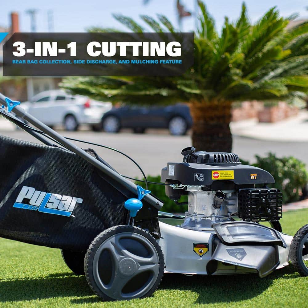 Pulsar 21 in. 200 cc Gas Recoil Start, Walk Behind Push Mower, Self-Propelled 3-in-1 with 7 Position Height Adjustment