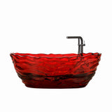 Vanity Art 69 in. x 30 in. Freestanding Oval Soaking Stone Resin Bathtub in Pure Resin Red with Polished Chrome Pop Up Drain