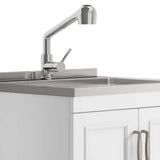 Simpli Home Cardinal 28-Inch Utility Laundry Sink with Cabinet - Pure White
