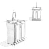 Simpli Home Darwin 28-Inch Utility Sink & Cabinet in White with Stainless Steel Sink