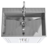 Simpli Home Darwin 28-Inch Utility Sink & Cabinet in White with Stainless Steel Sink
