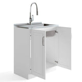 Simpli Home Darwin 28-Inch Utility Sink & Cabinet in White with Stainless Steel Sink