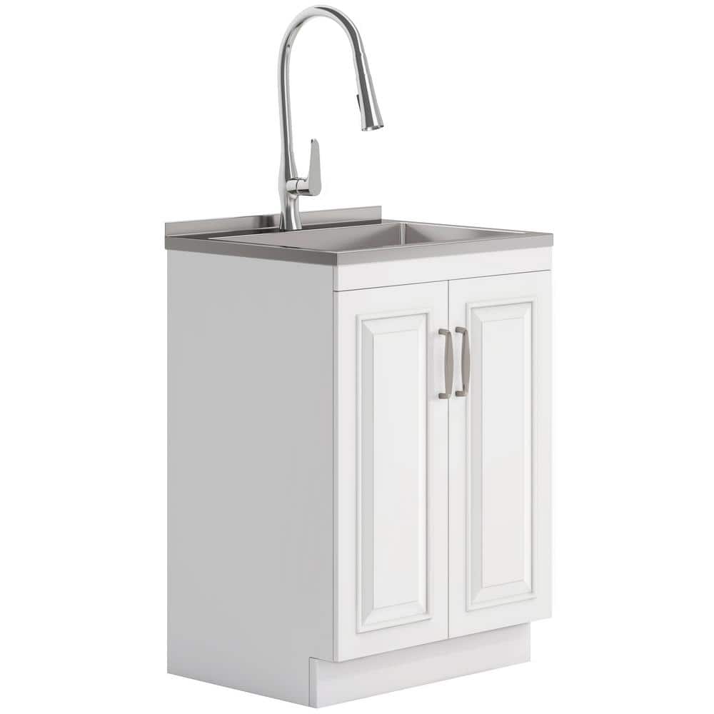 Simpli Home Darwin All-In-One 24 in. Laundry Utility Sink and Cabinet
