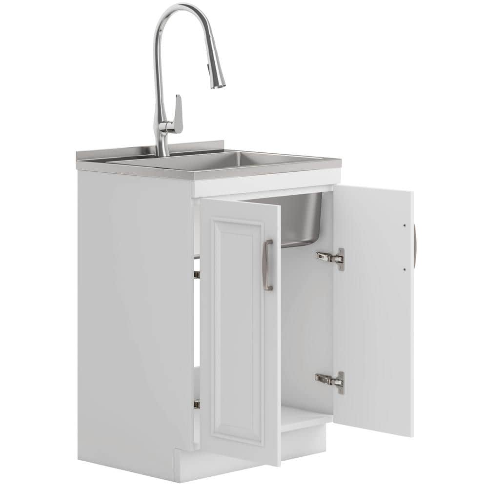Simpli Home Darwin All-In-One 24 in. Laundry Utility Sink and Cabinet