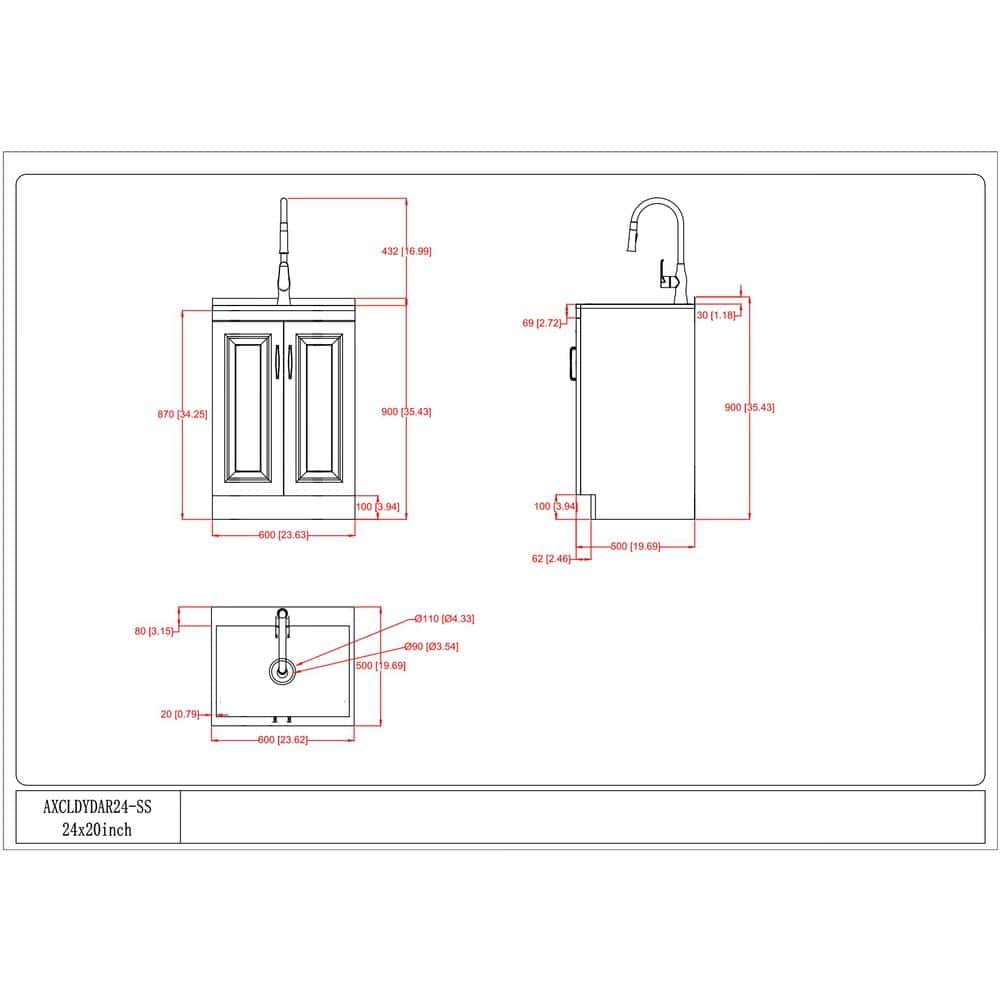 Simpli Home Darwin All-In-One 24 in. Laundry Utility Sink and Cabinet