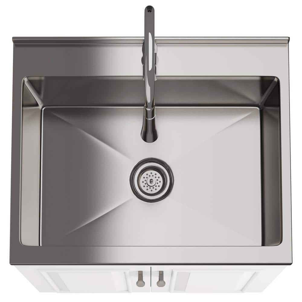 Simpli Home Darwin All-In-One 24 in. Laundry Utility Sink and Cabinet