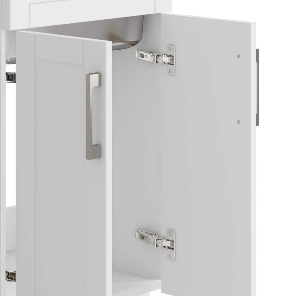 Simpli Home Hennessy 20" All-in-One Utility Laundry Sink with Cabinet in Pure White