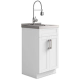 Simpli Home Hennessy 20" All-in-One Utility Laundry Sink with Cabinet in Pure White