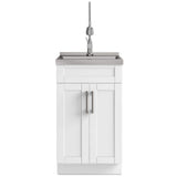 Simpli Home Hennessy 20" All-in-One Utility Laundry Sink with Cabinet in Pure White