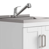 Simpli Home Kyle 24-inch Utility Laundry Sink with Cabinet in Pure White