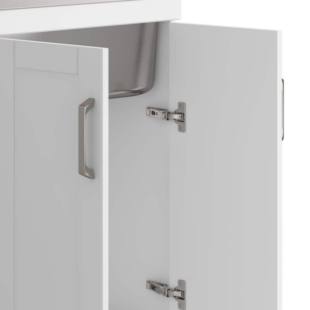 Simpli Home Kyle 24-inch Utility Laundry Sink with Cabinet in Pure White
