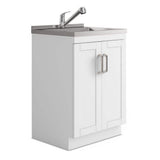 Simpli Home Kyle 24-inch Utility Laundry Sink with Cabinet in Pure White