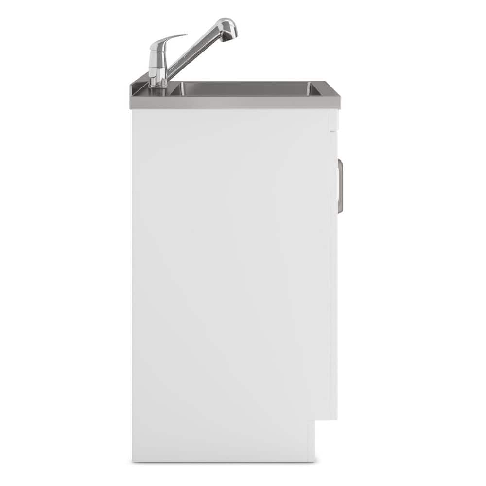 Simpli Home Kyle 24-inch Utility Laundry Sink with Cabinet in Pure White