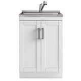Simpli Home Kyle 24-inch Utility Laundry Sink with Cabinet in Pure White