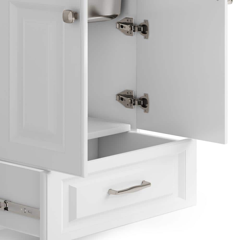 Simpli Home Lawrence All-in-One 28-inch Utility Laundry Sink Cabinet, Pure White