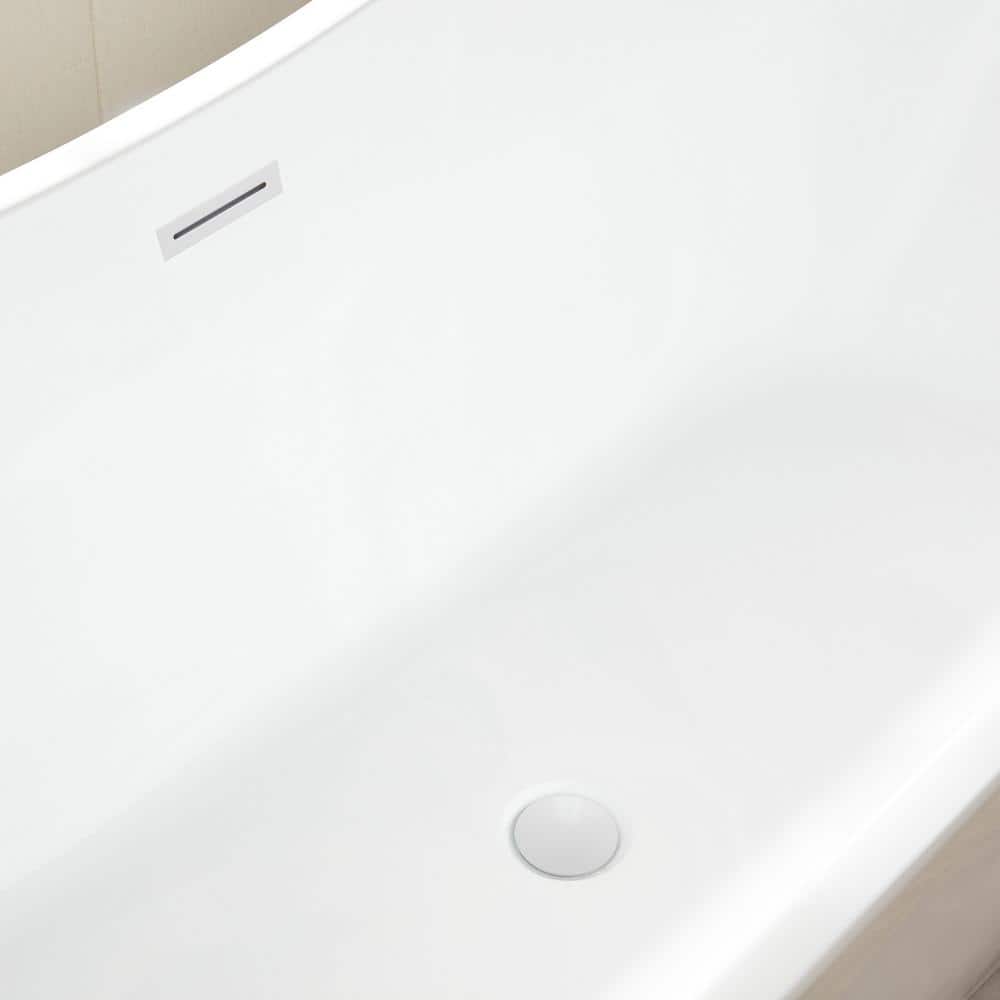 Vanity Art 71 in. Acrylic Flatbottom Freestanding Bathtub in Pure White
