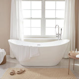 Vanity Art 71 in. Acrylic Flatbottom Freestanding Bathtub in Pure White