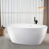 Vanity Art Amiens 69 in. x 40 in. Acrylic Flatbottom Freestanding Soaking Bathtub with Center Drain in Pure White