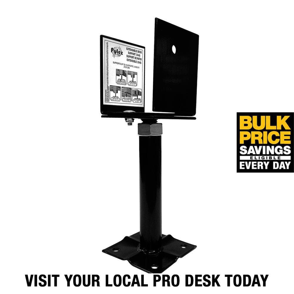 Pylex Adjustable Deck Support Multi-Format 33-66 Black (Pack of 2 Units)