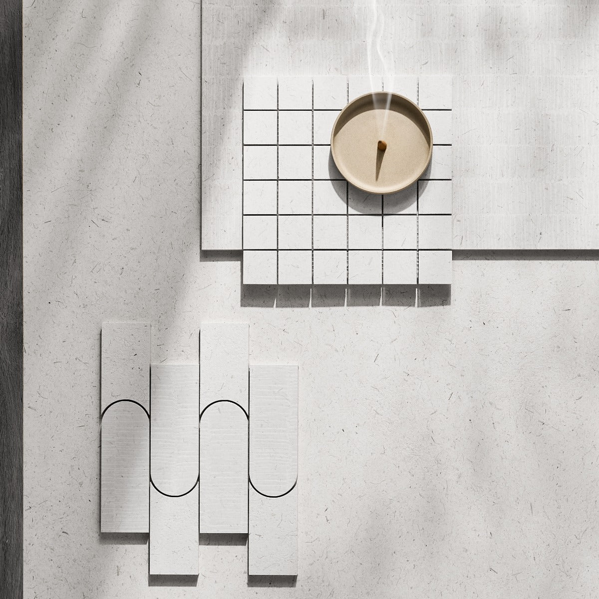 Hikari Frame Chalk White 48x48 Matte Porcelain Tile - Tilebar
