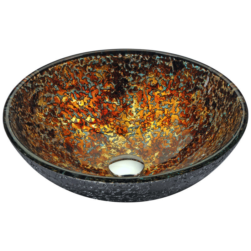 ANZZI Alto Series Round Vessel Sink, Molten Gold, 16.5 in. x 5.7 in., with Pop-Up Drain