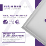 ANZZI Fissure Series 36 in. x 48 in. Single Threshold Shower Base in Glossy White