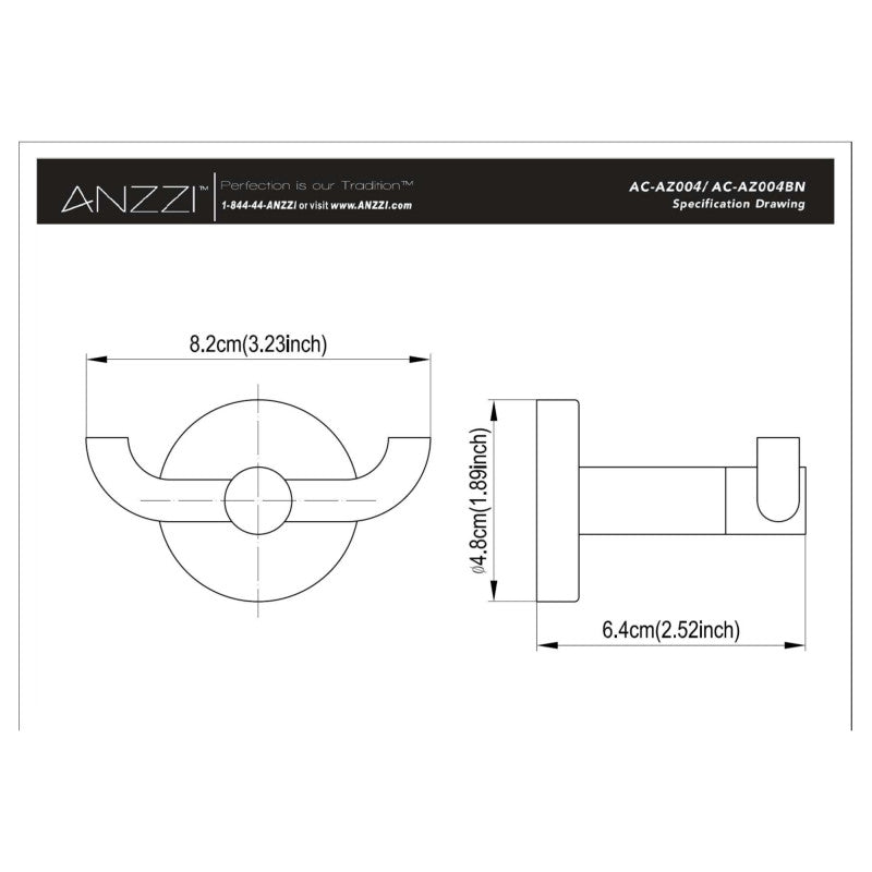 ANZZI Caster Series Double Robe Hook in Polished Chrome