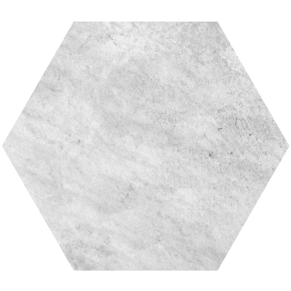 MJSI 23 in. x 20 in. x 0.75 in. Quartzite White Hexagon Porcelain Paver (12-Piece/ 28 sq. ft.)