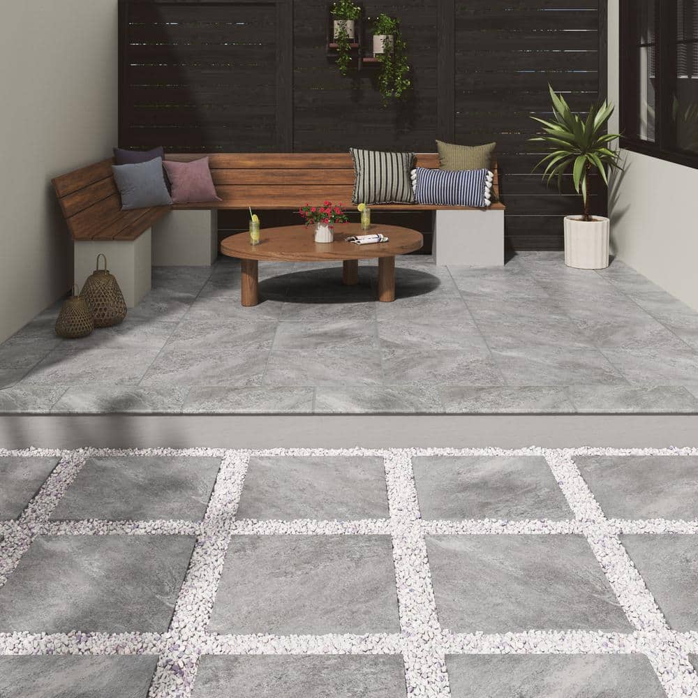 MSI Quarzo Gray 2 cm. x 24 in. x 24 in. Porcelain Paver Stone Look Paver Tile (8 sq. ft. / case)