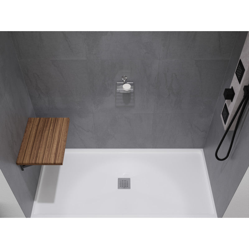 ANZZI Goreme 24 in. Wall Mounted Teak Shower Seat, ADA Compliant, 350 lb Capacity