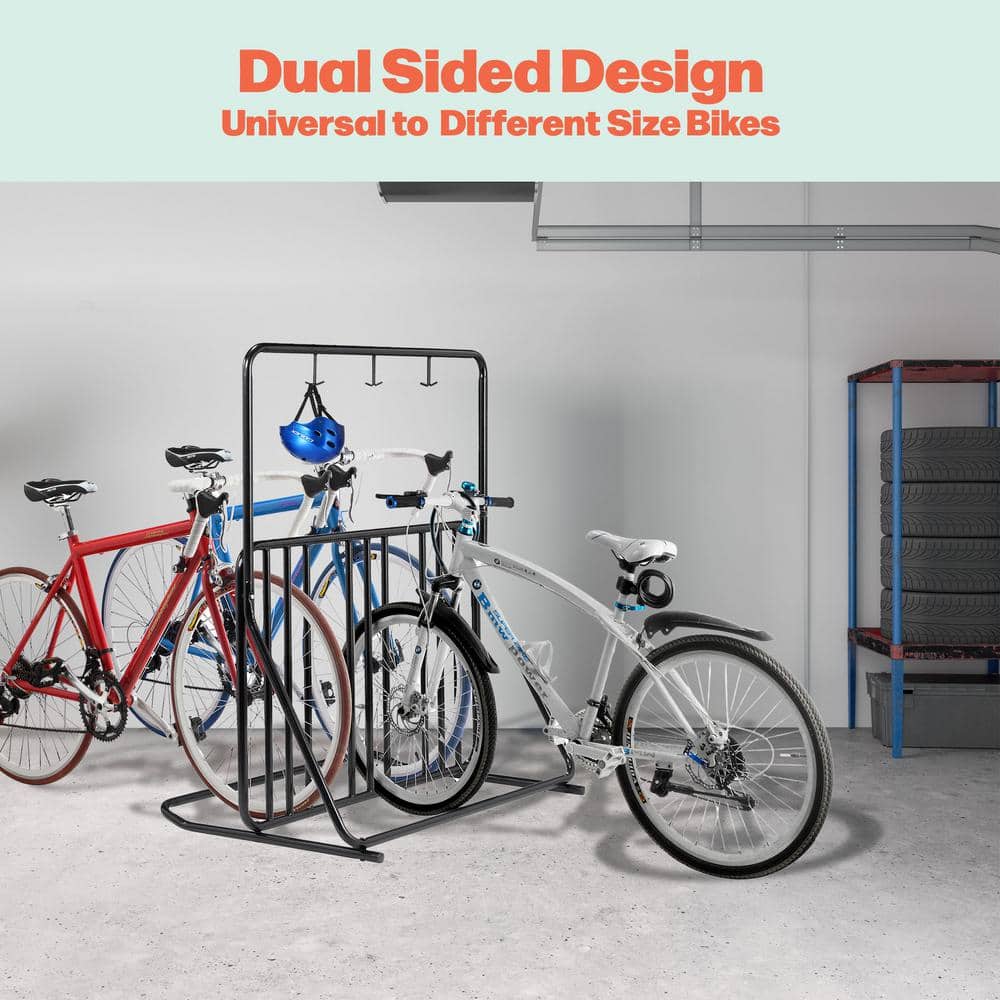 RAD Cycle Black 6-Bike Foldable Floor Stand Garage Bike Rack