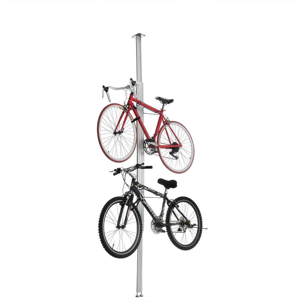 RAD Cycle Silver 2-Bike Upright Tension Mount Garage Bike Rack