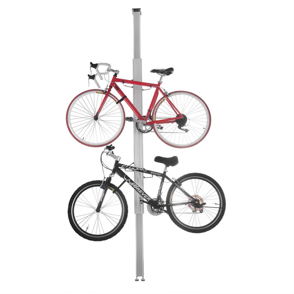RAD Cycle Silver 2-Bike Upright Tension Mount Garage Bike Rack