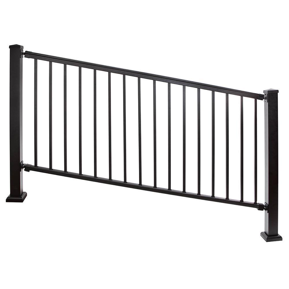 RAILFX PFX 1000 36 in. x 8 ft. Powder Coated Textured Black Aluminum Pre-Assembled Stair Panel
