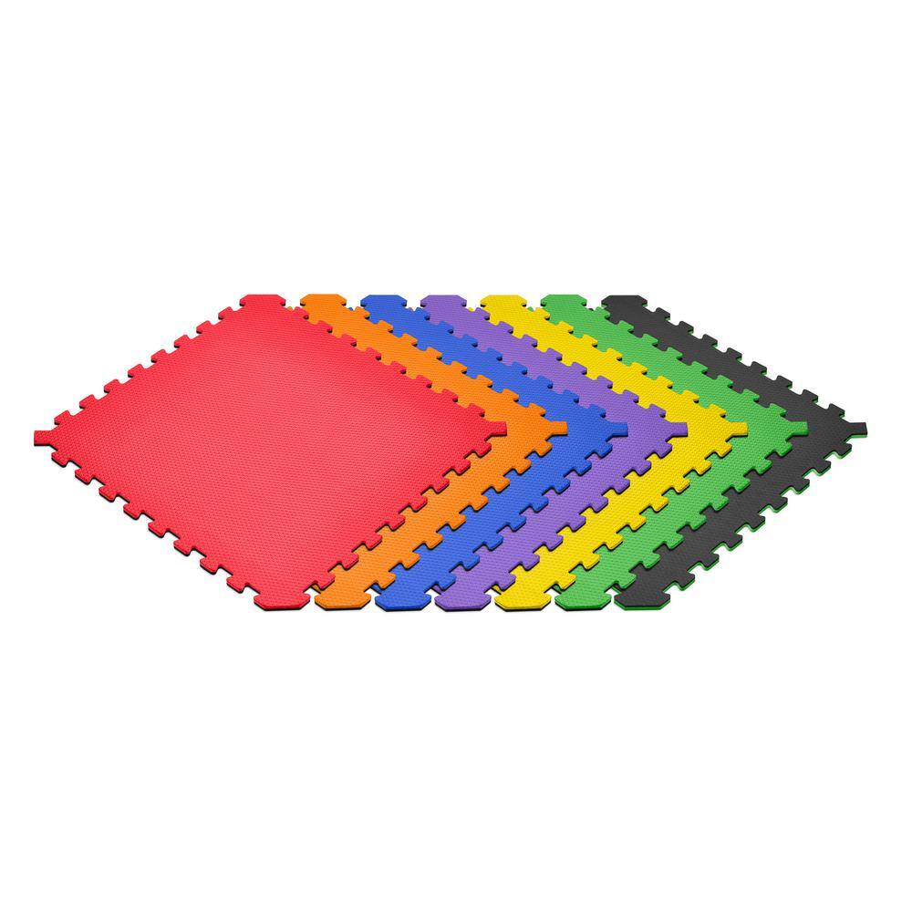 Norsk Rainbow Pack/Black 24 in. x 24 in. EVA Foam Truly Reversible Interlocking Tile (42-Tile)