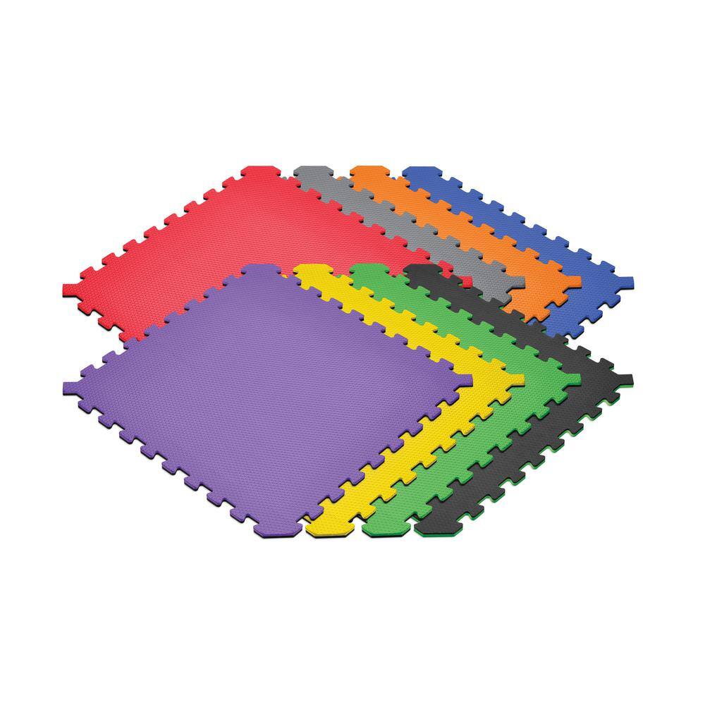 Norsk Rainbow Pack/Black 24 in. x 24 in. EVA Foam Truly Reversible Interlocking Tile (48-Tile)