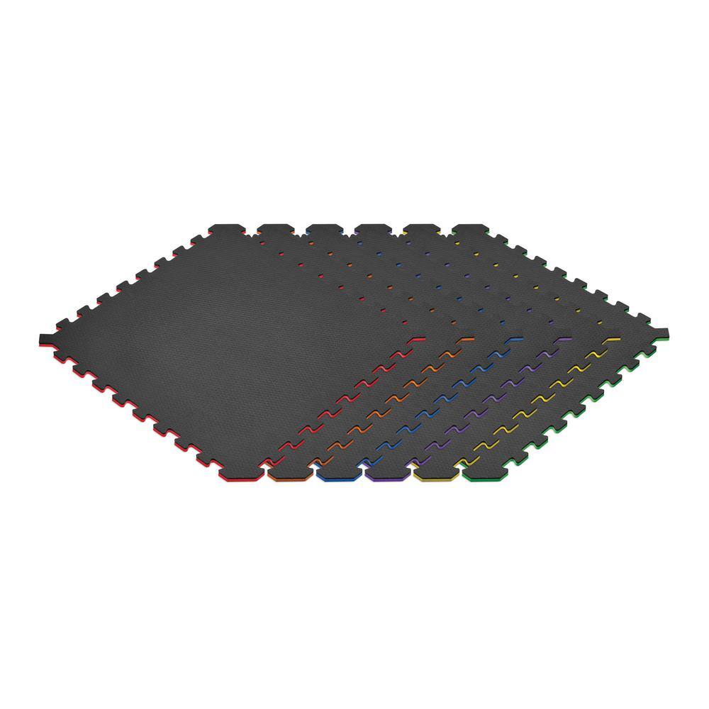 Norsk Rainbow Pack/Black 24 in. x 24 in. EVA Foam Truly Reversible Interlocking Tile (42-Tile)