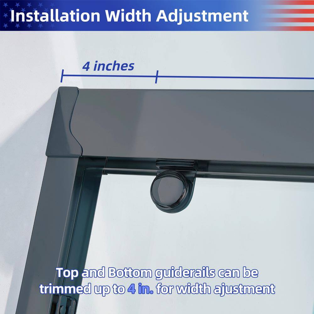 RAINLEX 56 in. to 60 in. W x 76 in. H Sliding Framed Shower Door in Matte Black Finish with Clear Glass