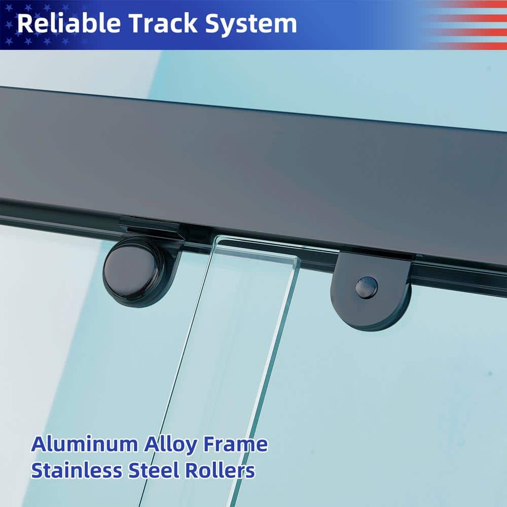 RAINLEX 56 in. to 60 in. W x 76 in. H Sliding Framed Shower Door in Matte Black Finish with Clear Glass