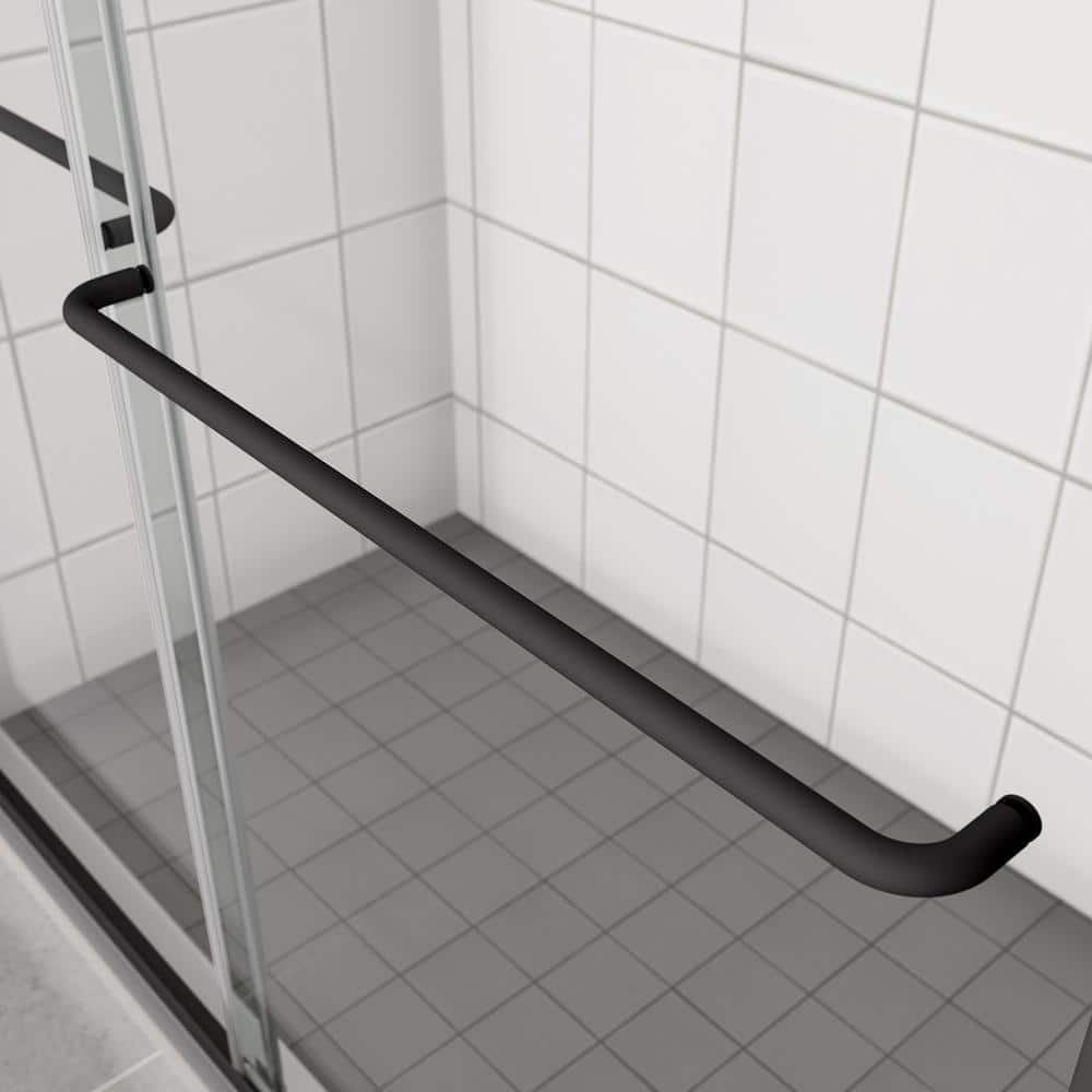 RAINLEX 50 in. to 54 in. W x 70 in. H Sliding Framed Shower Door in Matte Black Finish with Clear Glass