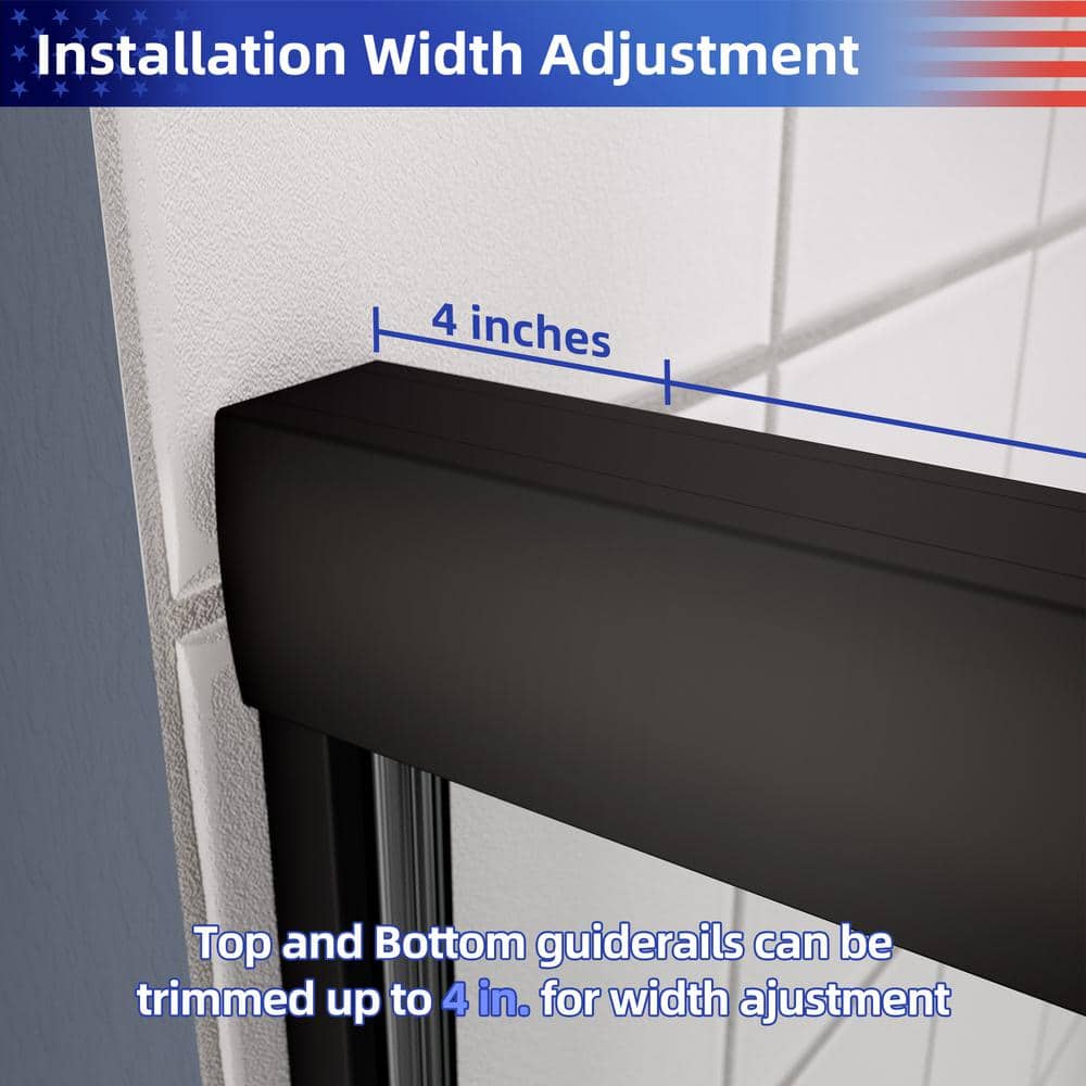 RAINLEX 50 in. to 54 in. W x 70 in. H Sliding Framed Shower Door in Matte Black Finish with Clear Glass